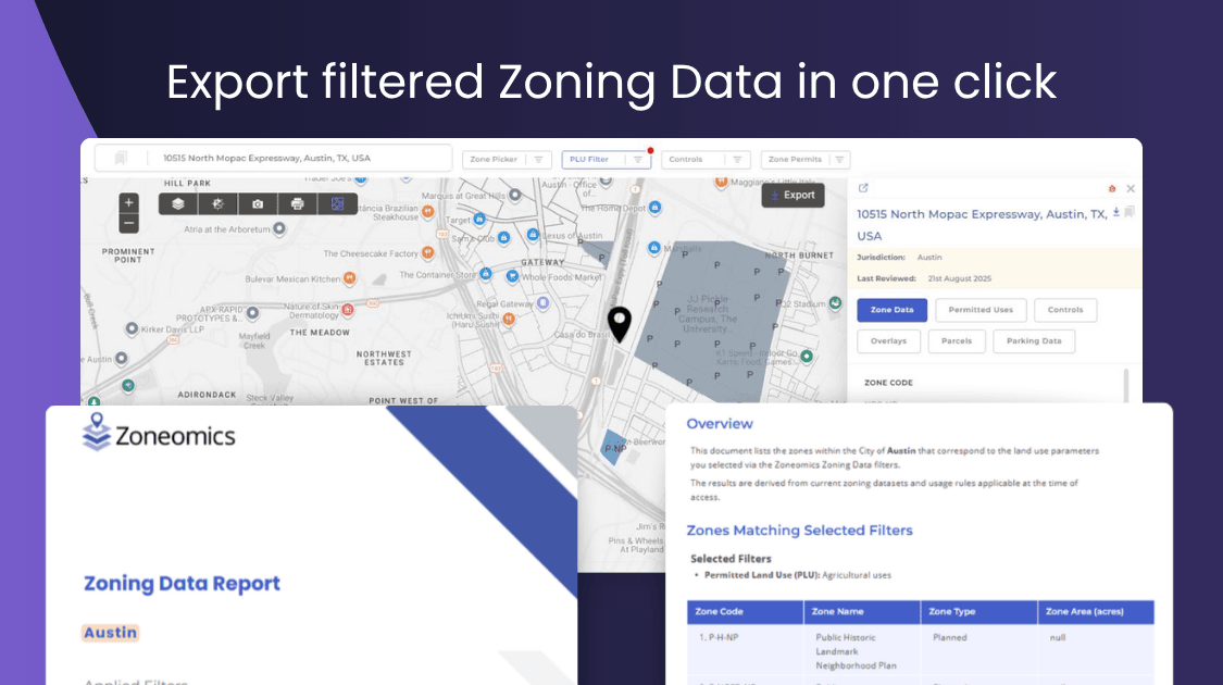 export filtered zoning data in one click