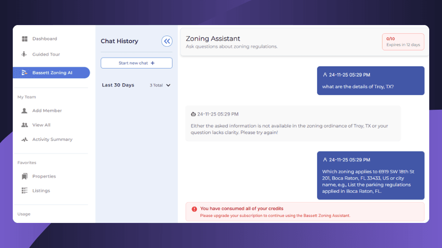 Bassett AI: See your credits at a glance